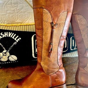 Corral Manchester Leather Riding Boots with Python Inserts. Full grain leather.